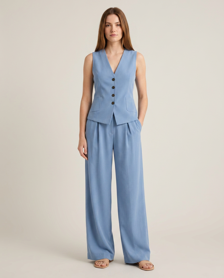 Bella Novelle gilet en broek set, staand