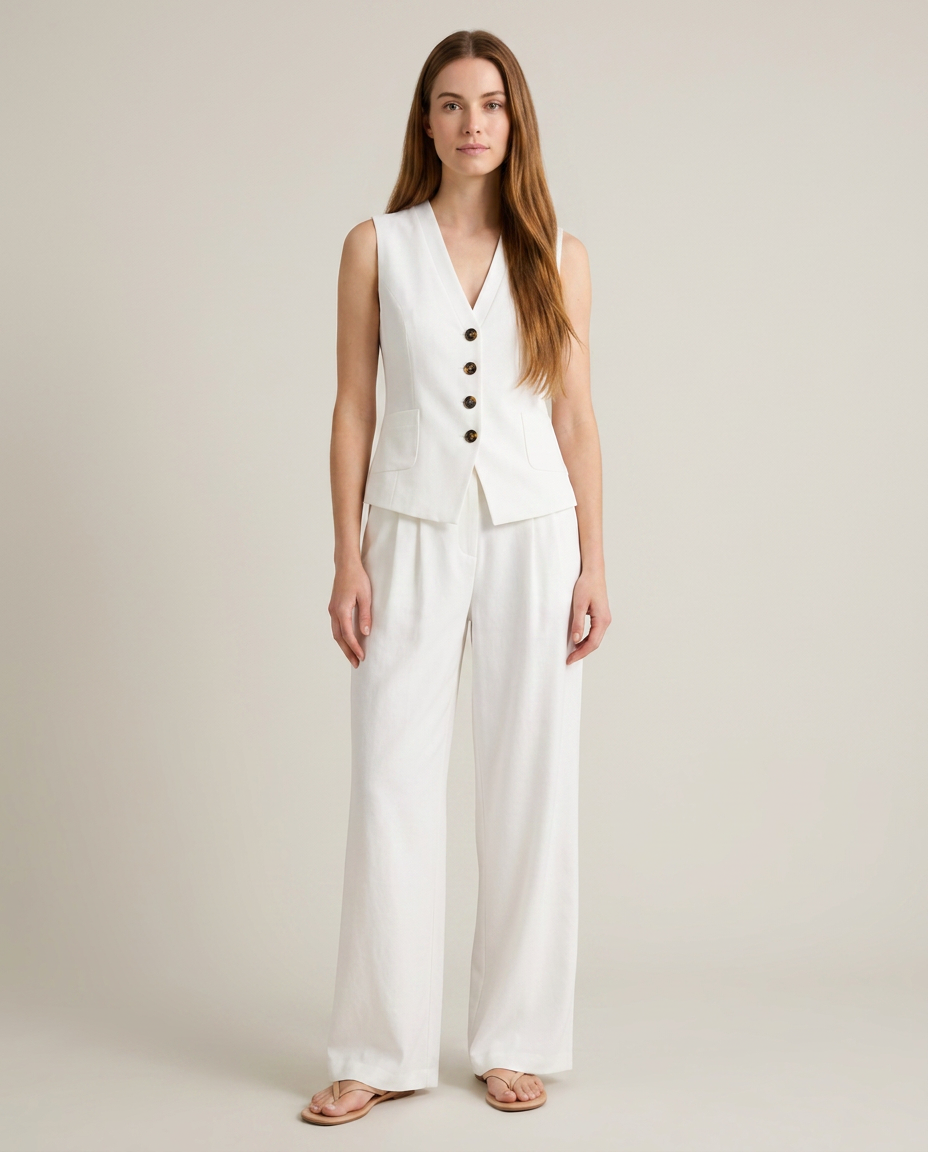 Bella Novelle gilet en broek set in wit