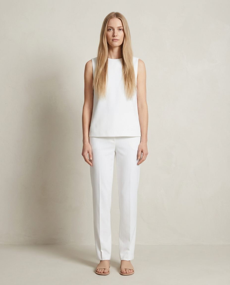 Set mouwloze top en broek in wit