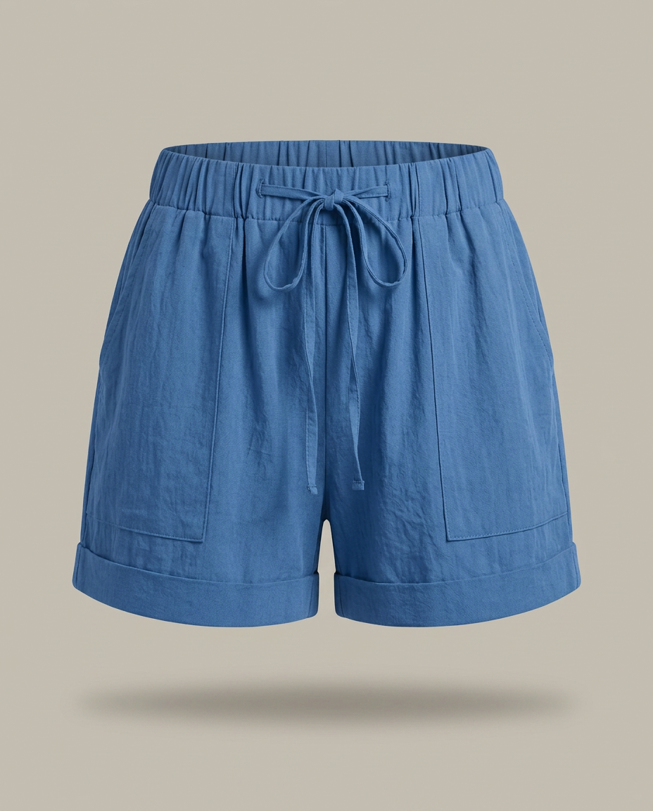 Shorts met kordeltrekband in blauw