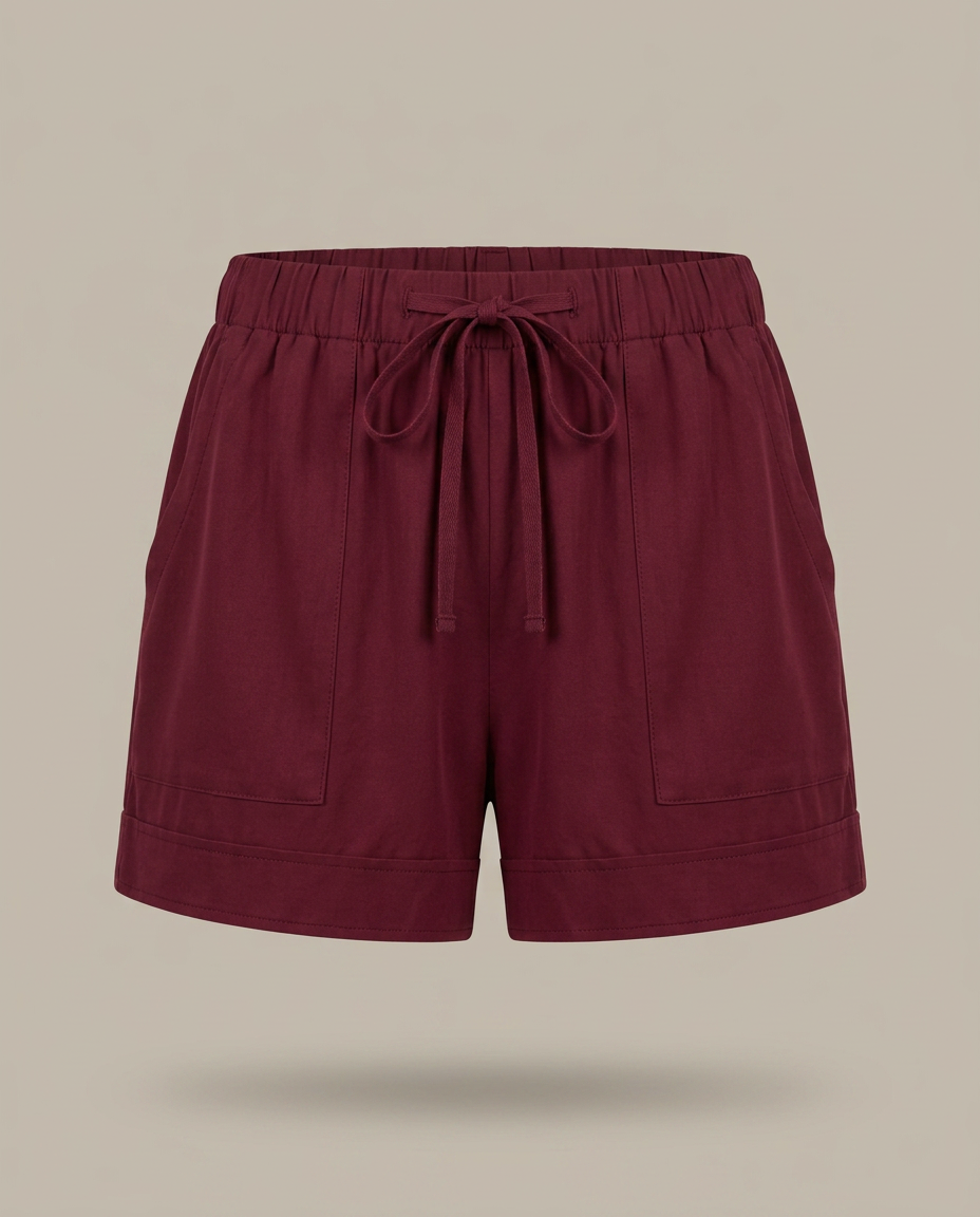 Shorts met kordeltrekband in bordeauxrood
