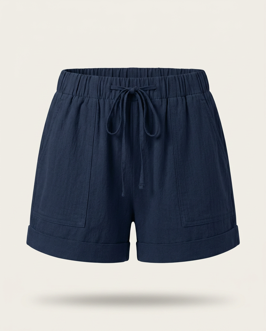 Shorts met kordeltrekband in marineblauw