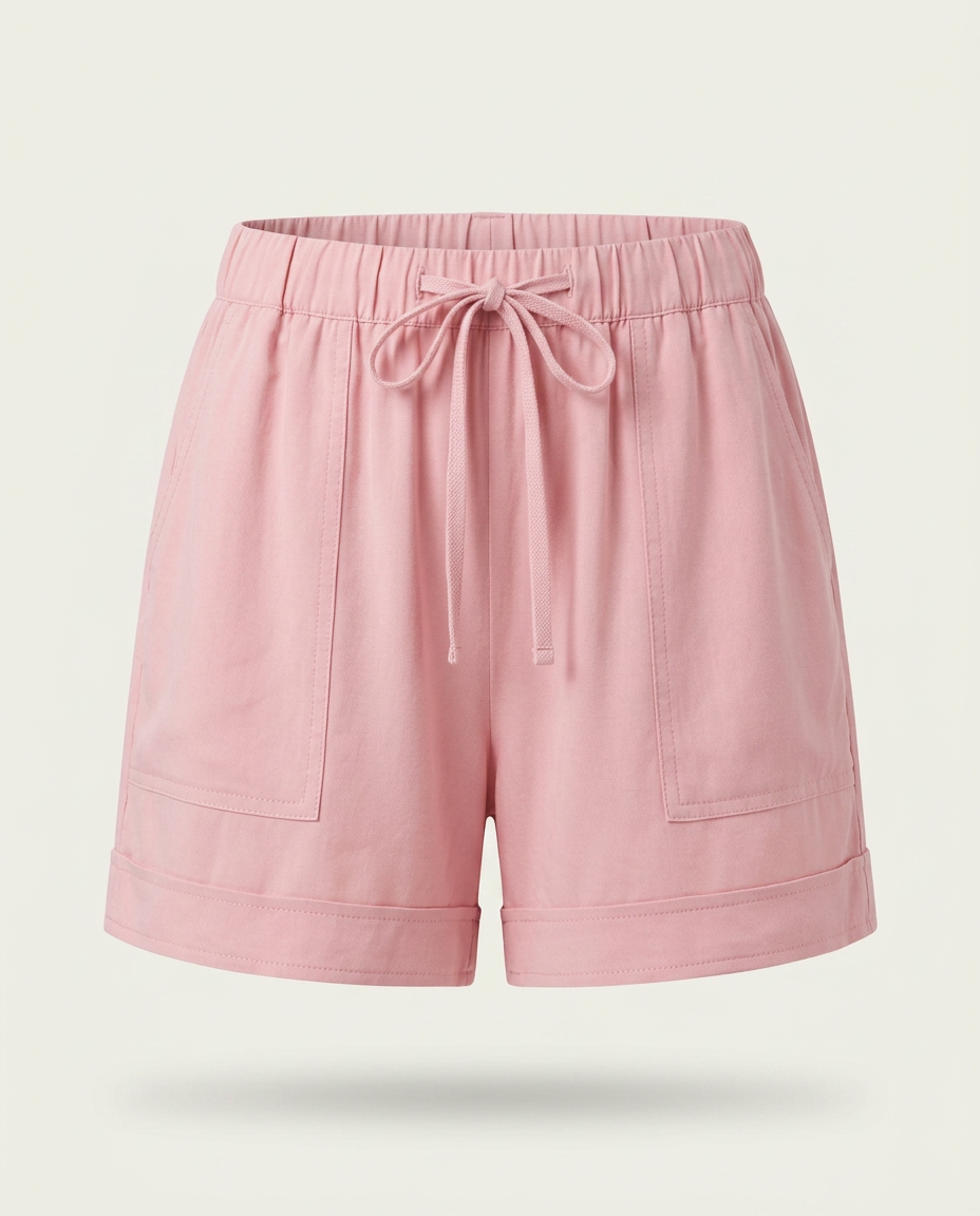 Shorts met kordeltrekband in roze