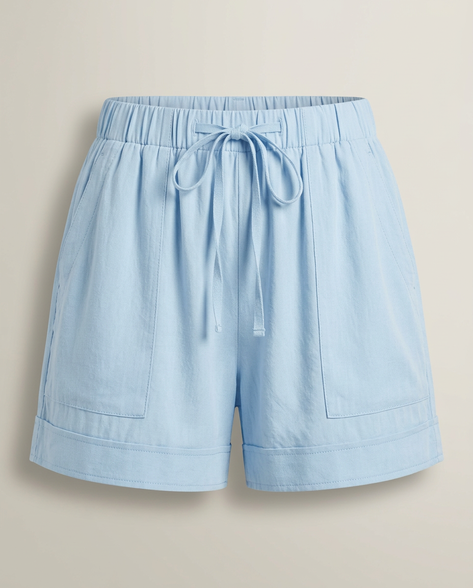 Shorts met kordeltrekband in lichtblauw
