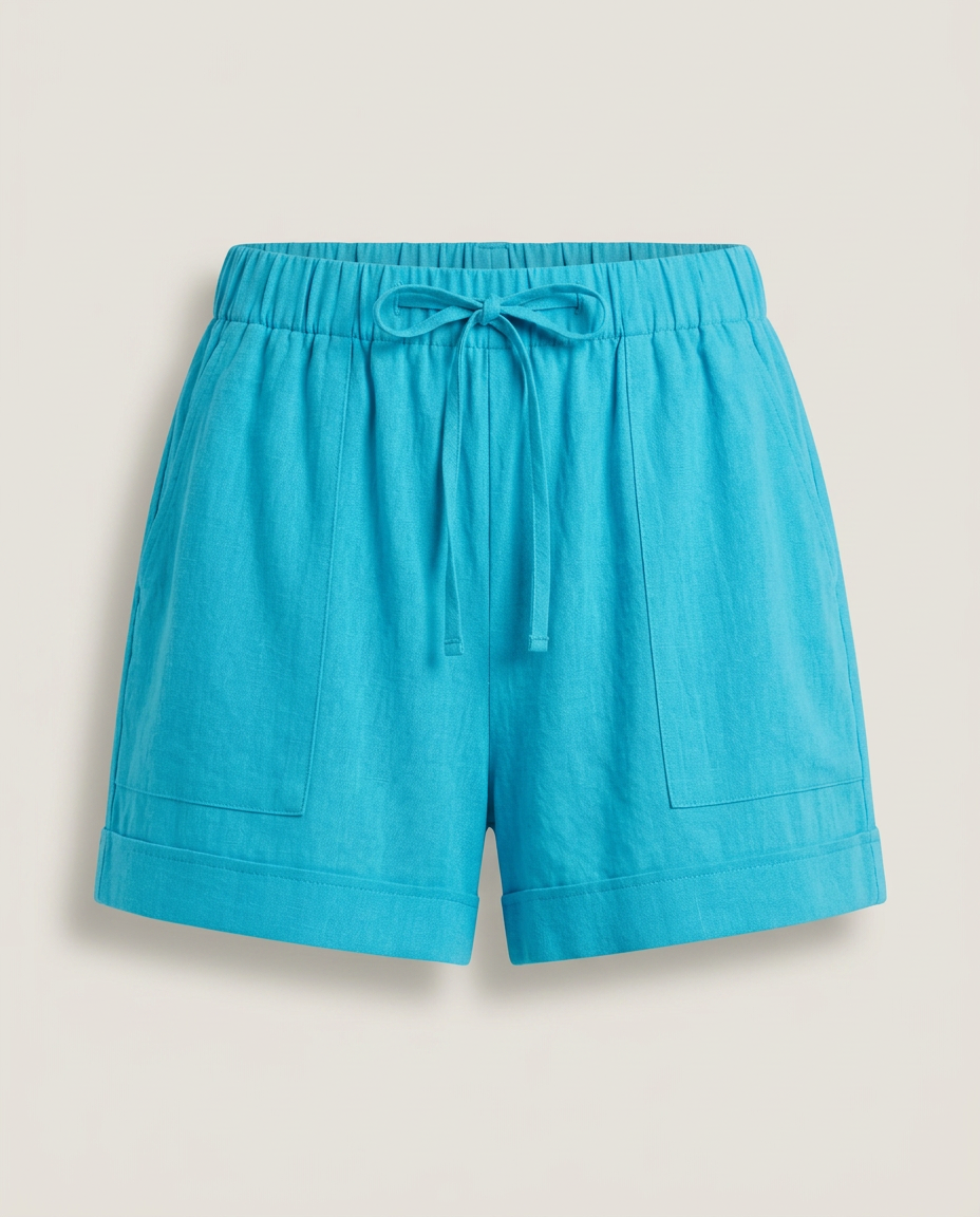 Shorts met kordeltrekband in cyaan