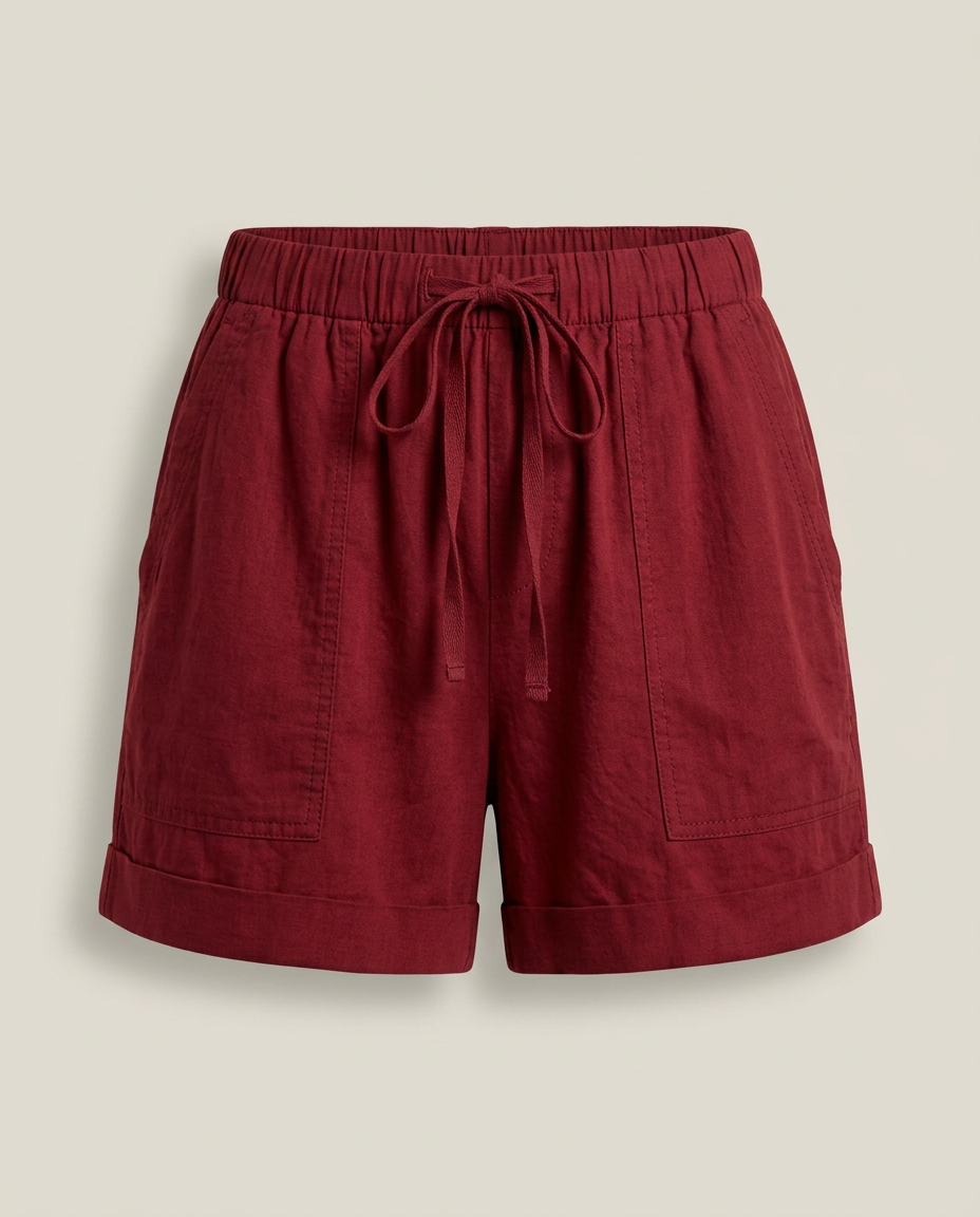 Shorts met kordeltrekband in donkerrood