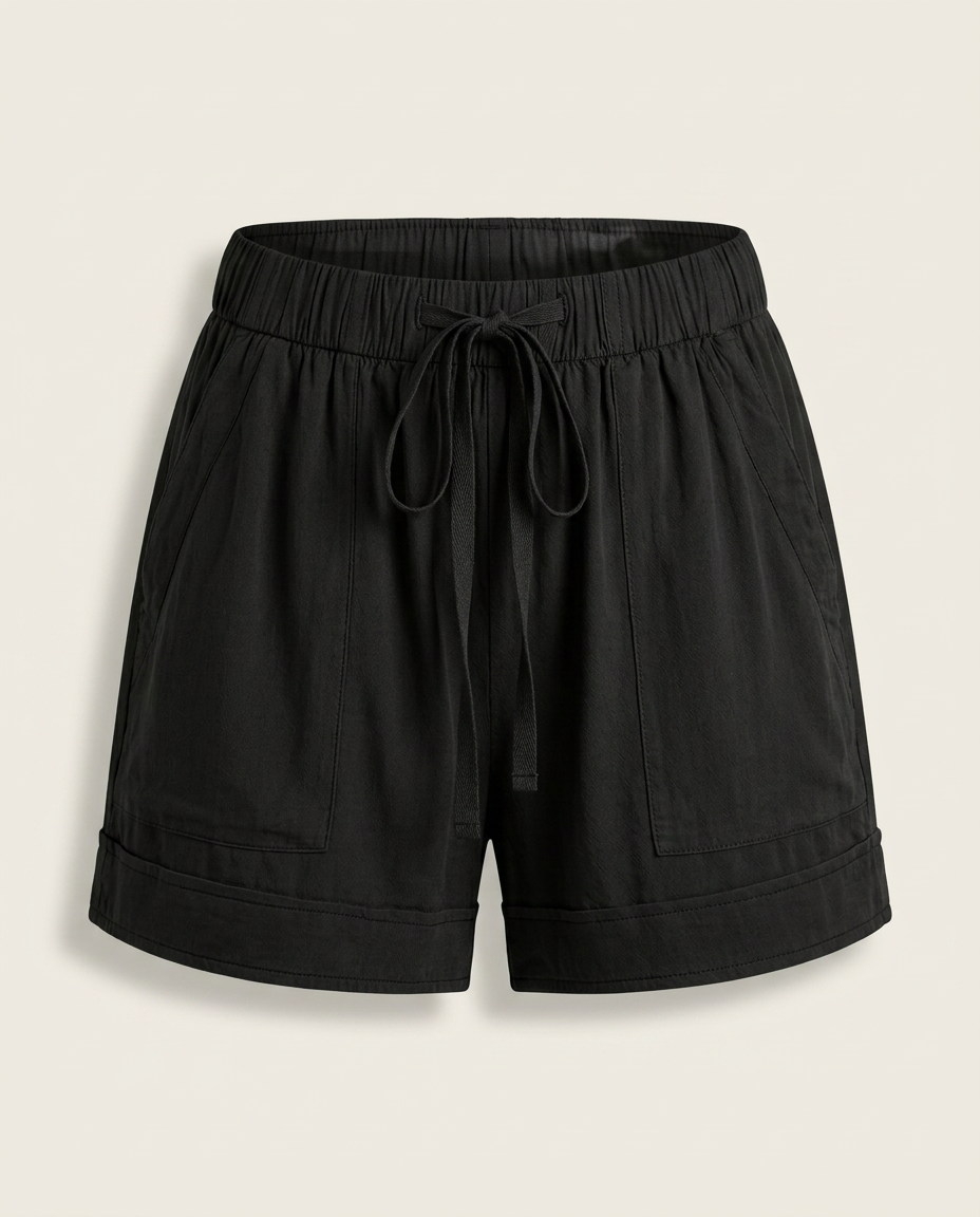 Shorts met kordeltrekband in zwart - productfoto