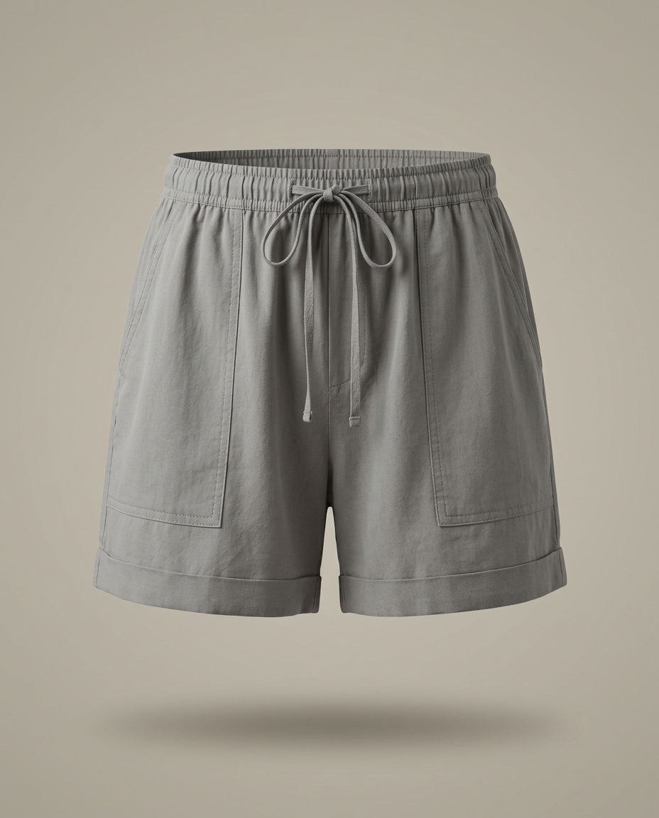 Shorts met kordeltrekband in grijs