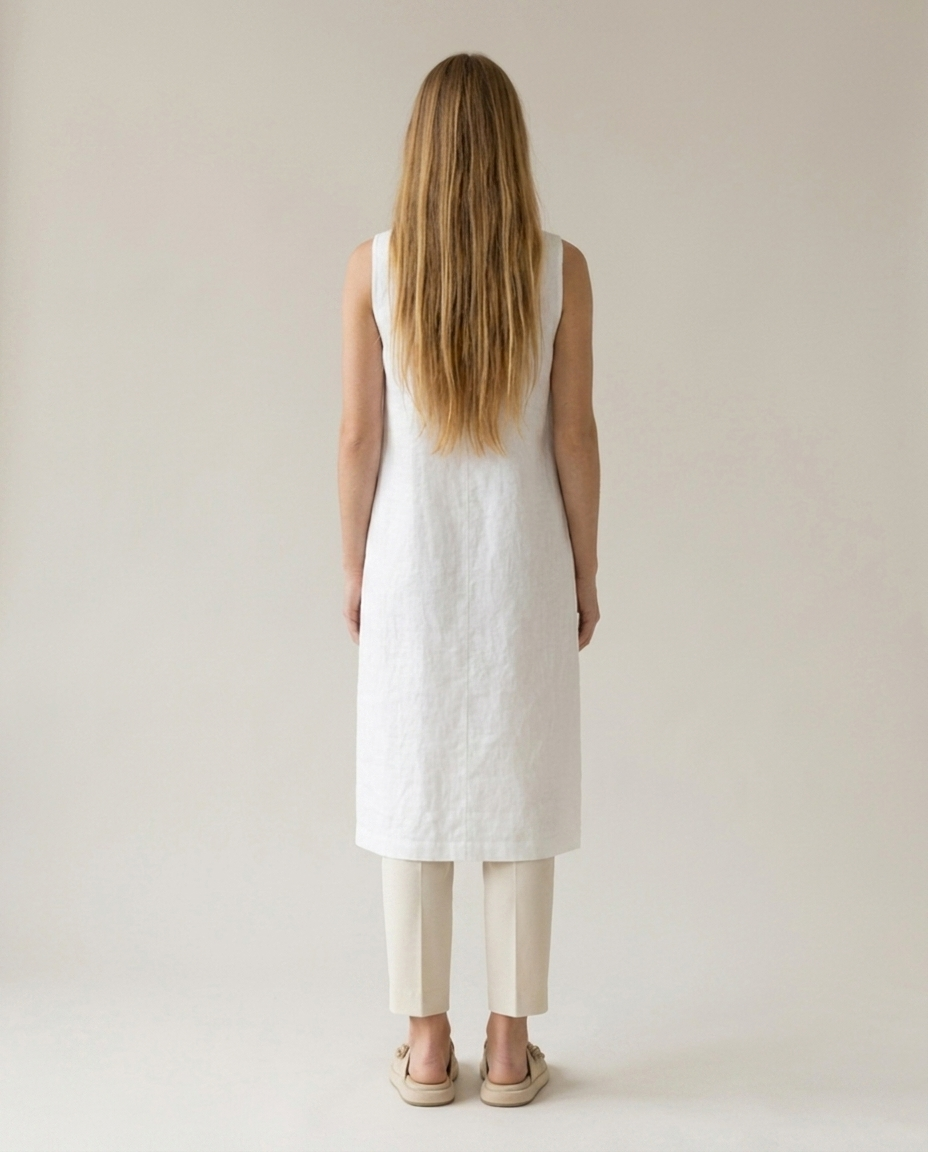 Bella Novelle slipper met touwdetail in beige, achteraanzicht op model