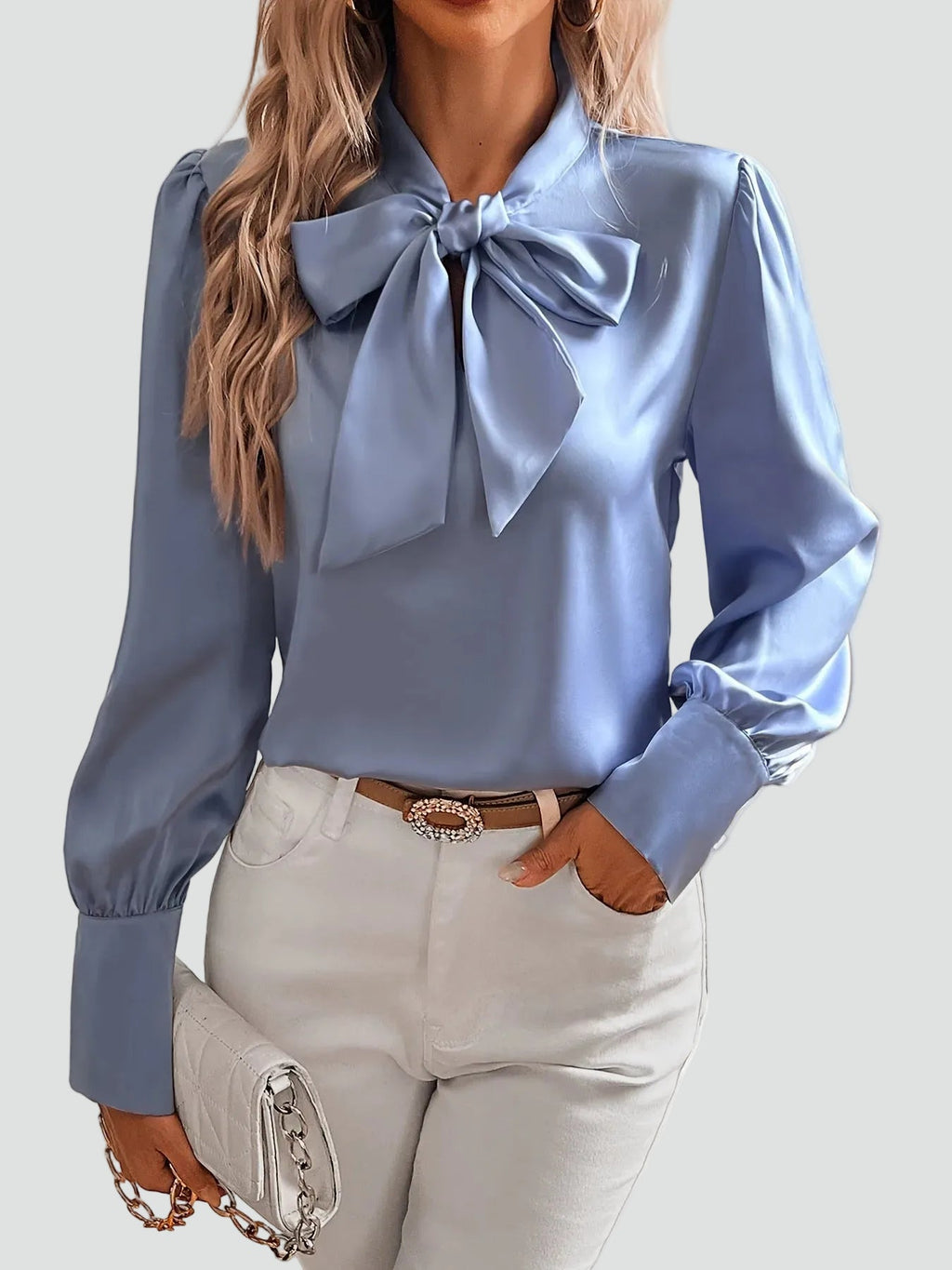Bella Novelle strikblouse in Lichtblauw