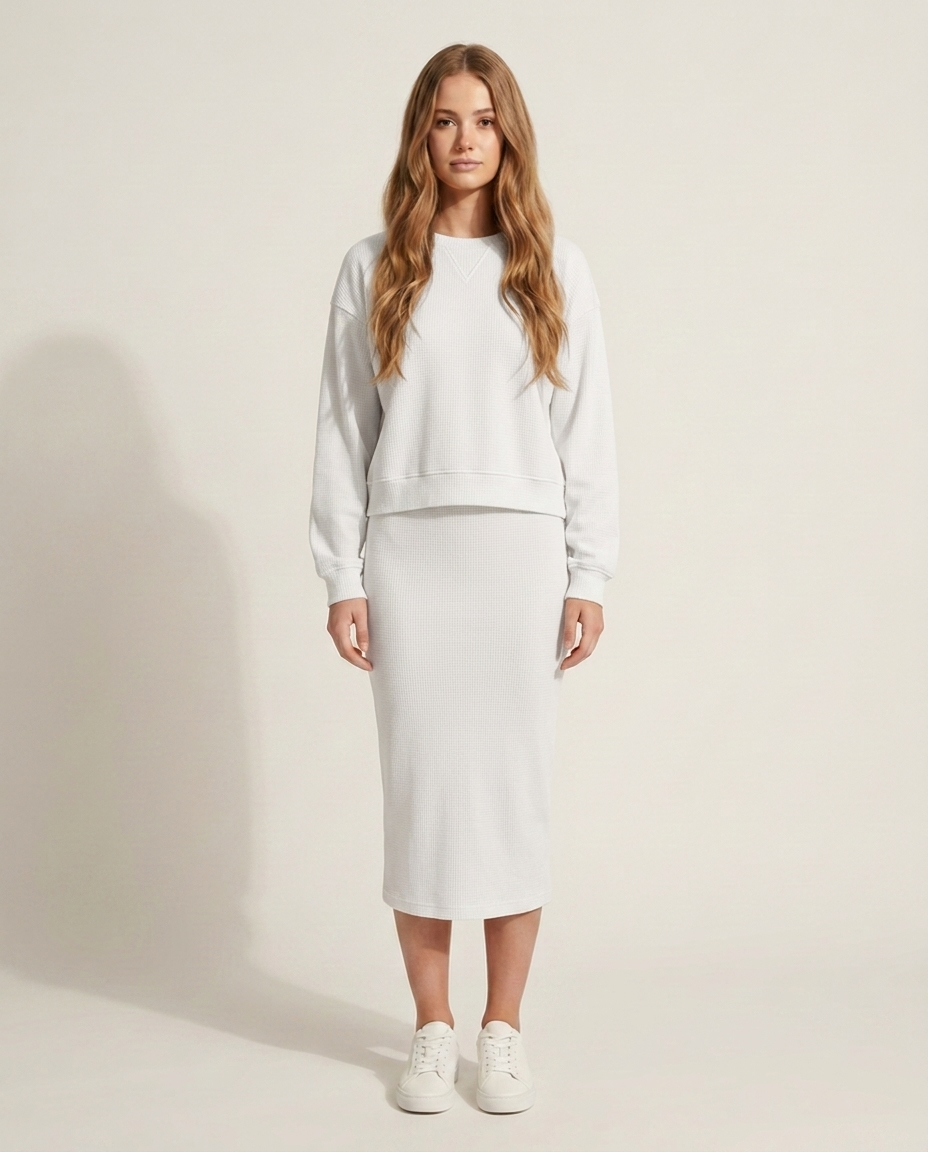Sweatshirt en jurkset in wit