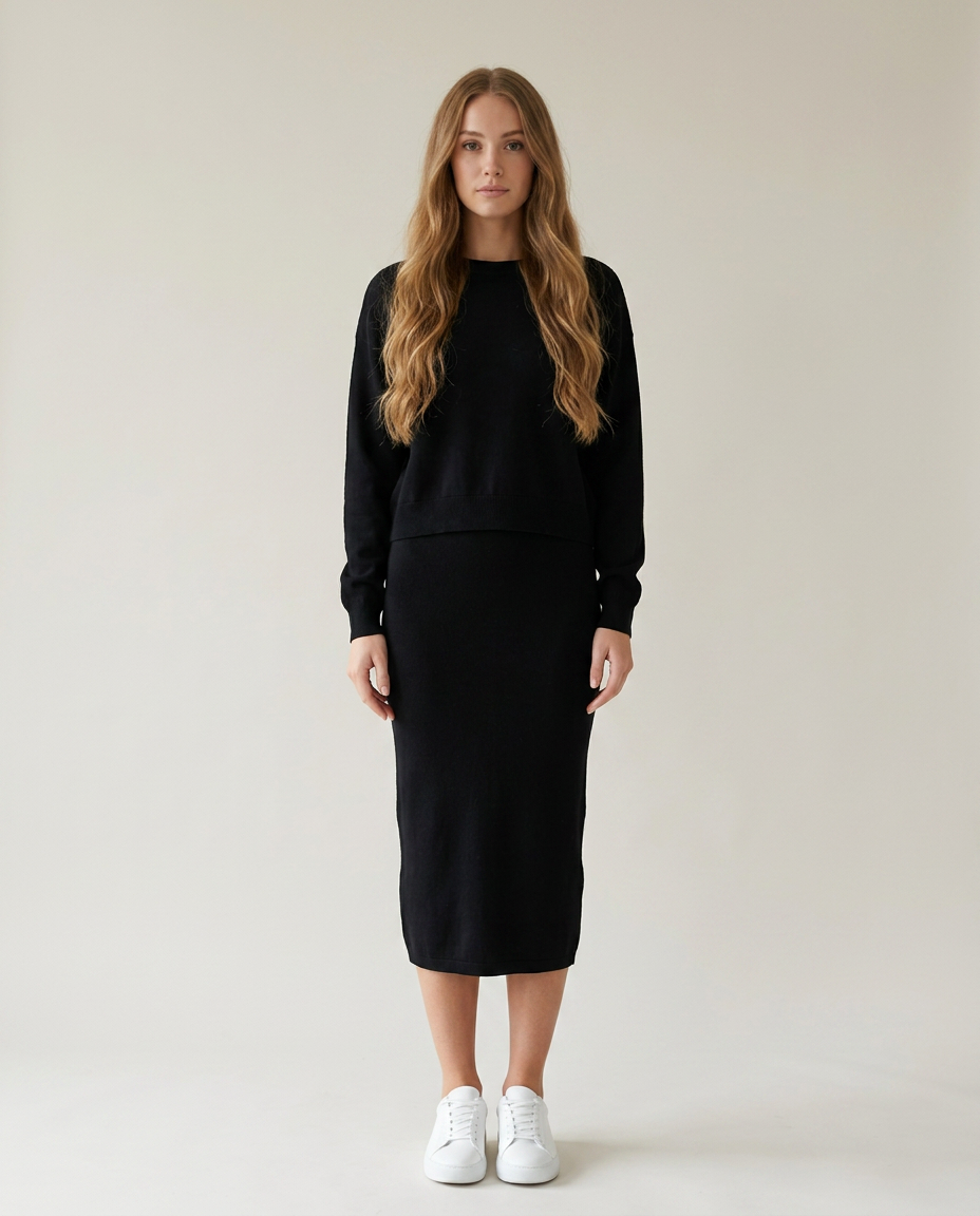 Sweatshirt en jurkset in zwart