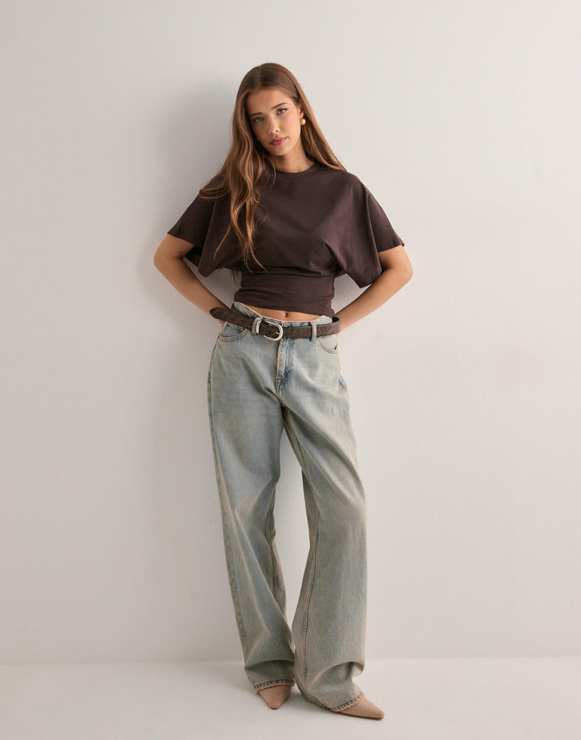 Bella Novelle T-shirt met wijde mouwen in bruin