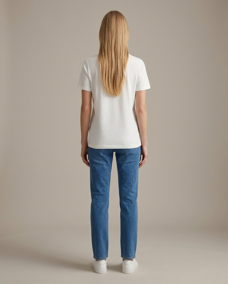 T-shirt overslag halslijn wit achteraanzicht