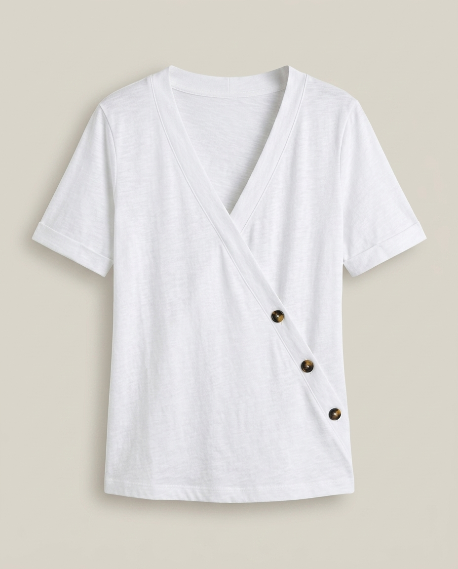 T-shirt overslag halslijn wit productfoto