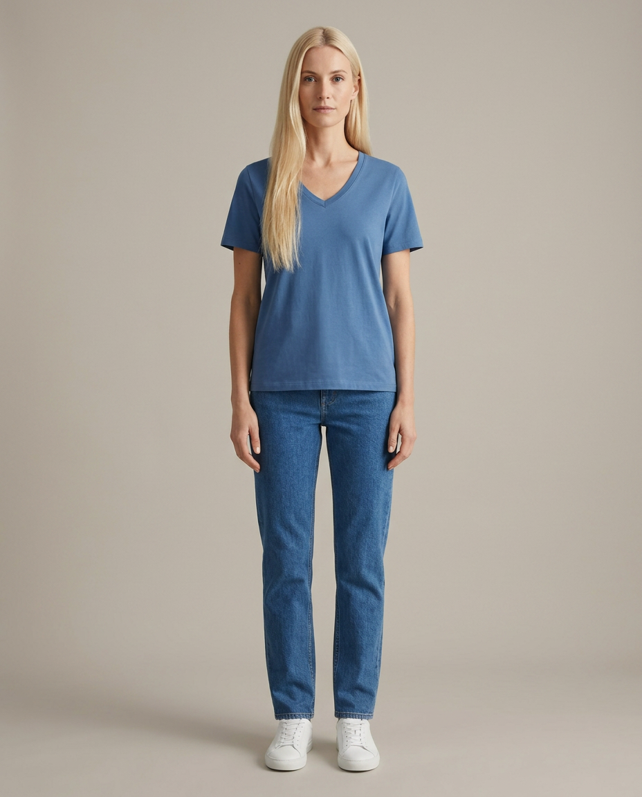 Bella Novelle T-shirt met V-hals in blauw