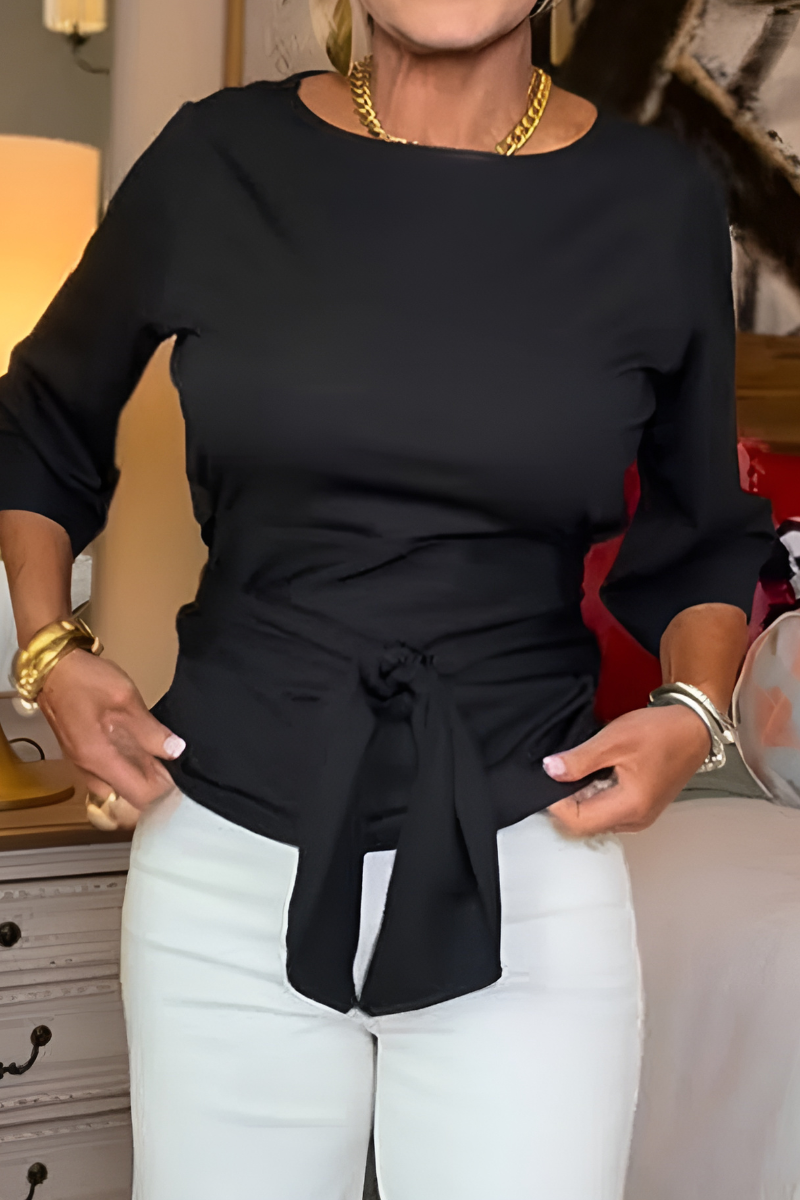 Bella Novelle damestop met strikdetail in zwart