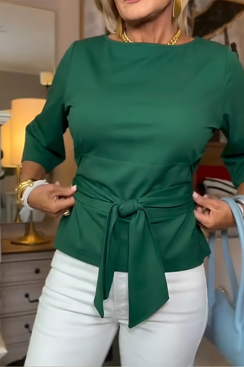 Bella Novelle damestop met strikdetail in groen