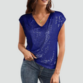 Bella Novelle damestop met pailletten en V-hals in blauw