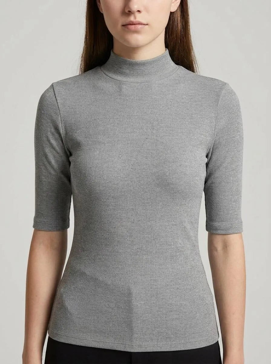 Bella Novelle Top Slim Fit Col in grijs