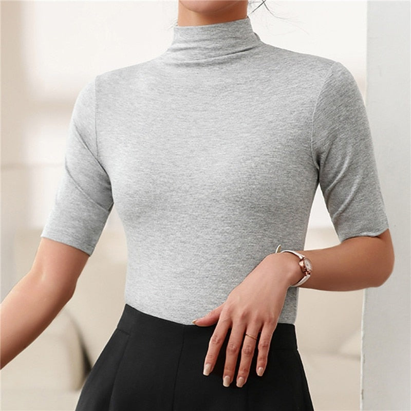 Bella Novelle slim fit top met col in grijs