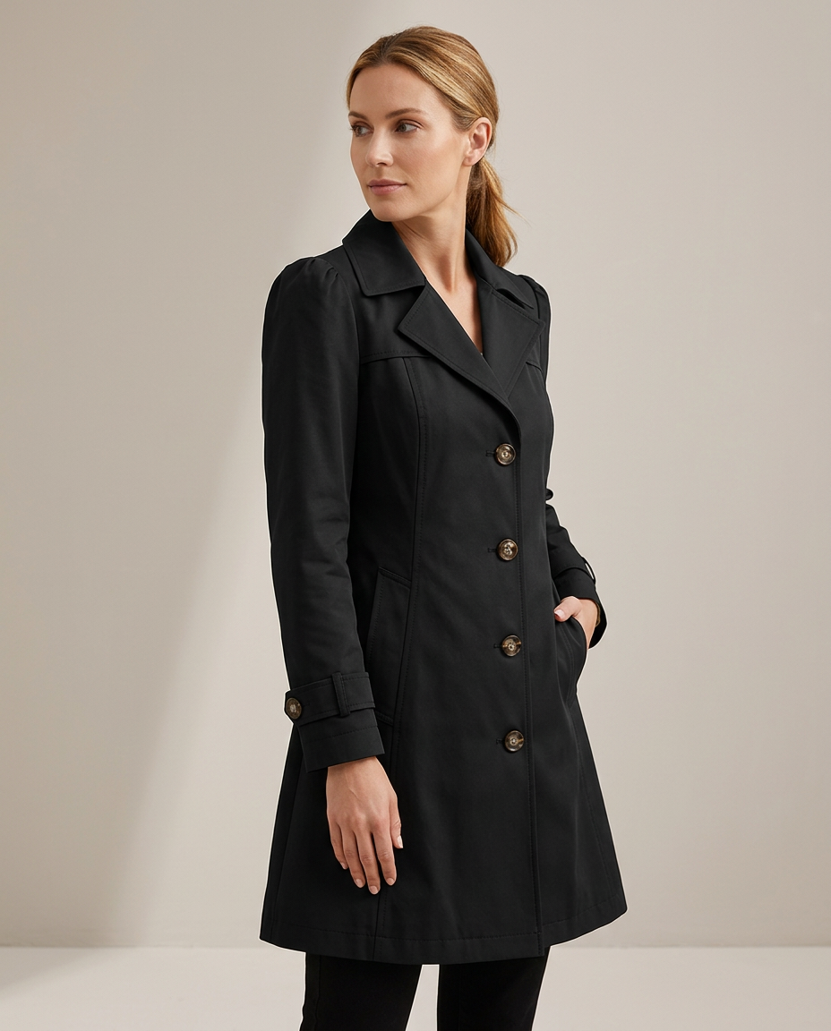 Bella Novelle getailleerde trenchcoat, zijaanzicht