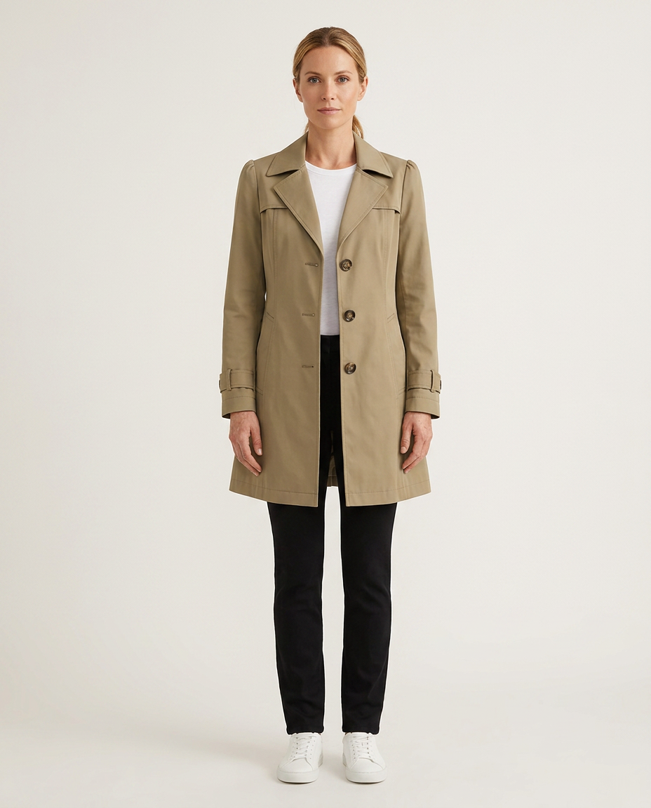 Bella Novelle getailleerde trenchcoat in khaki