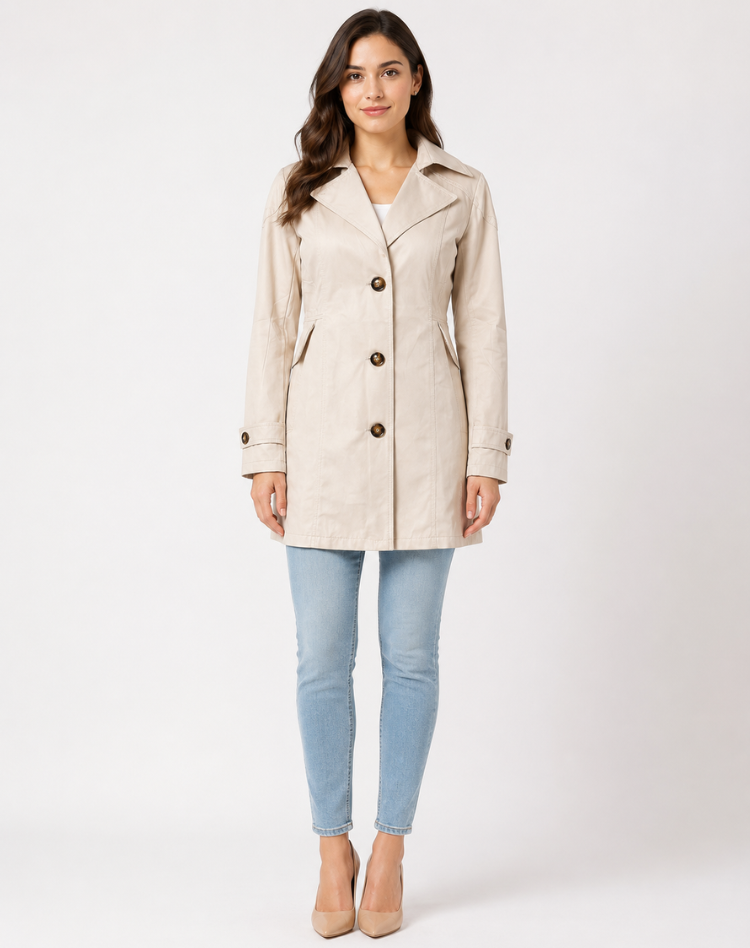 Bella Novelle korte getailleerde trenchcoat voor dames, productfoto