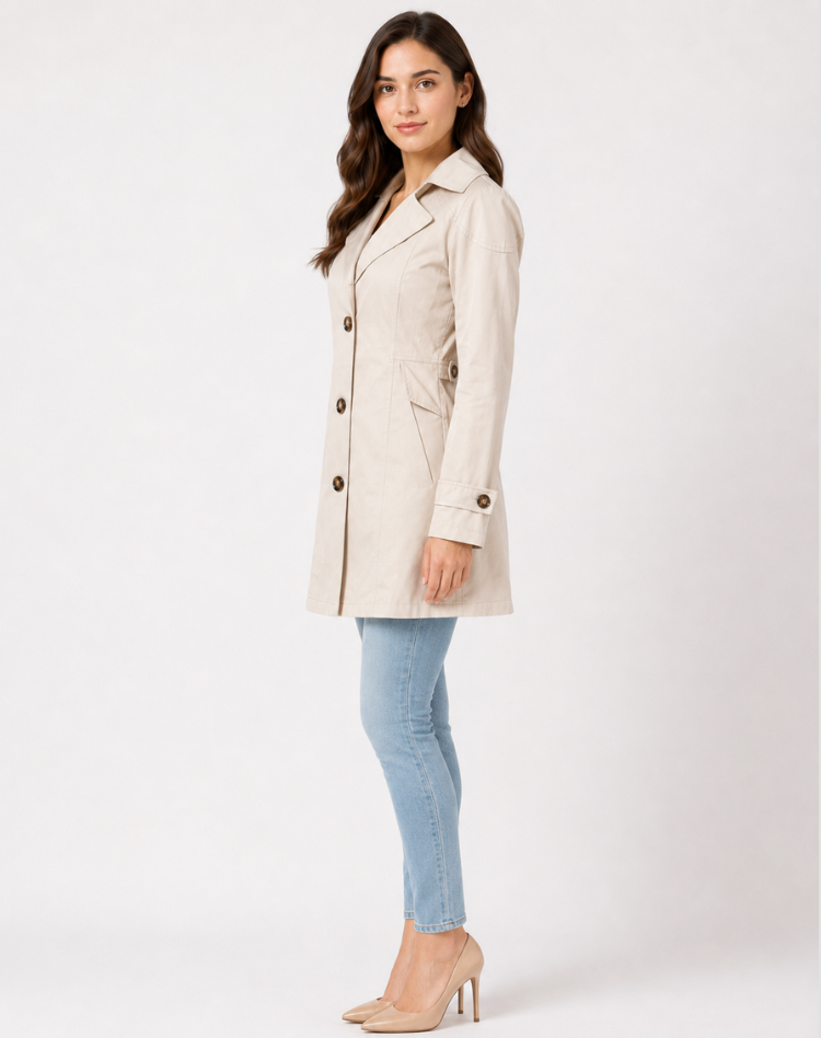 Bella Novelle korte getailleerde trenchcoat voor dames, productfoto