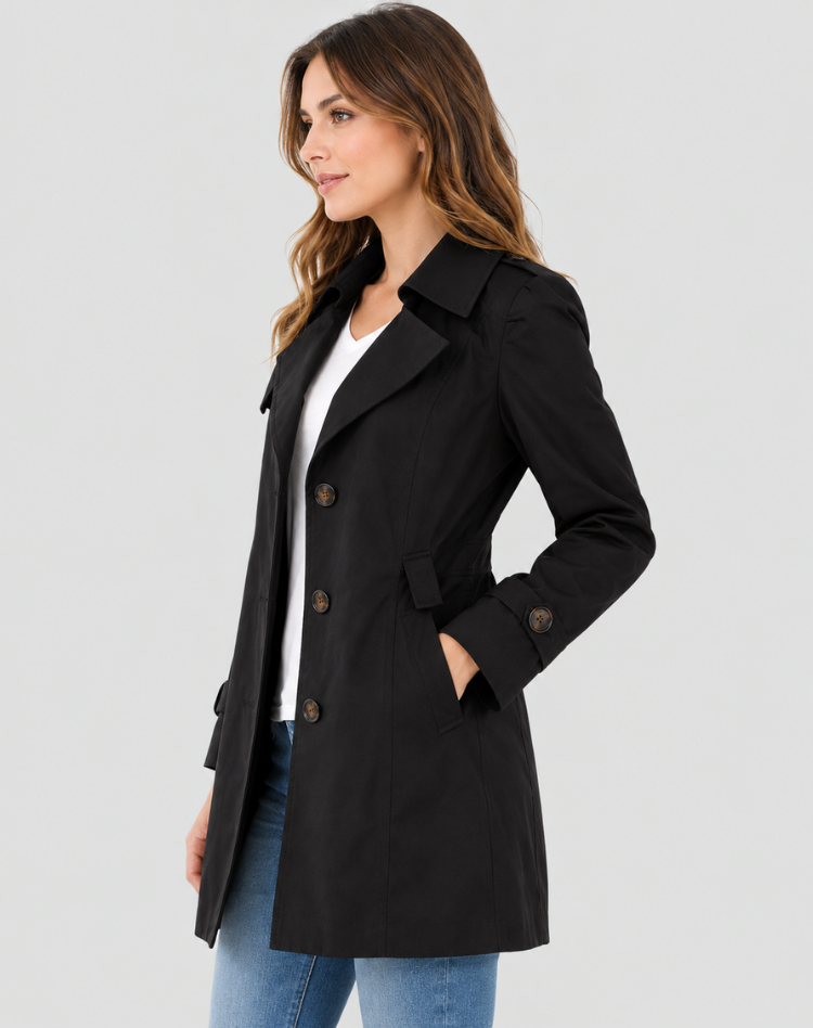 Bella Novelle korte getailleerde trenchcoat voor dames, productfoto