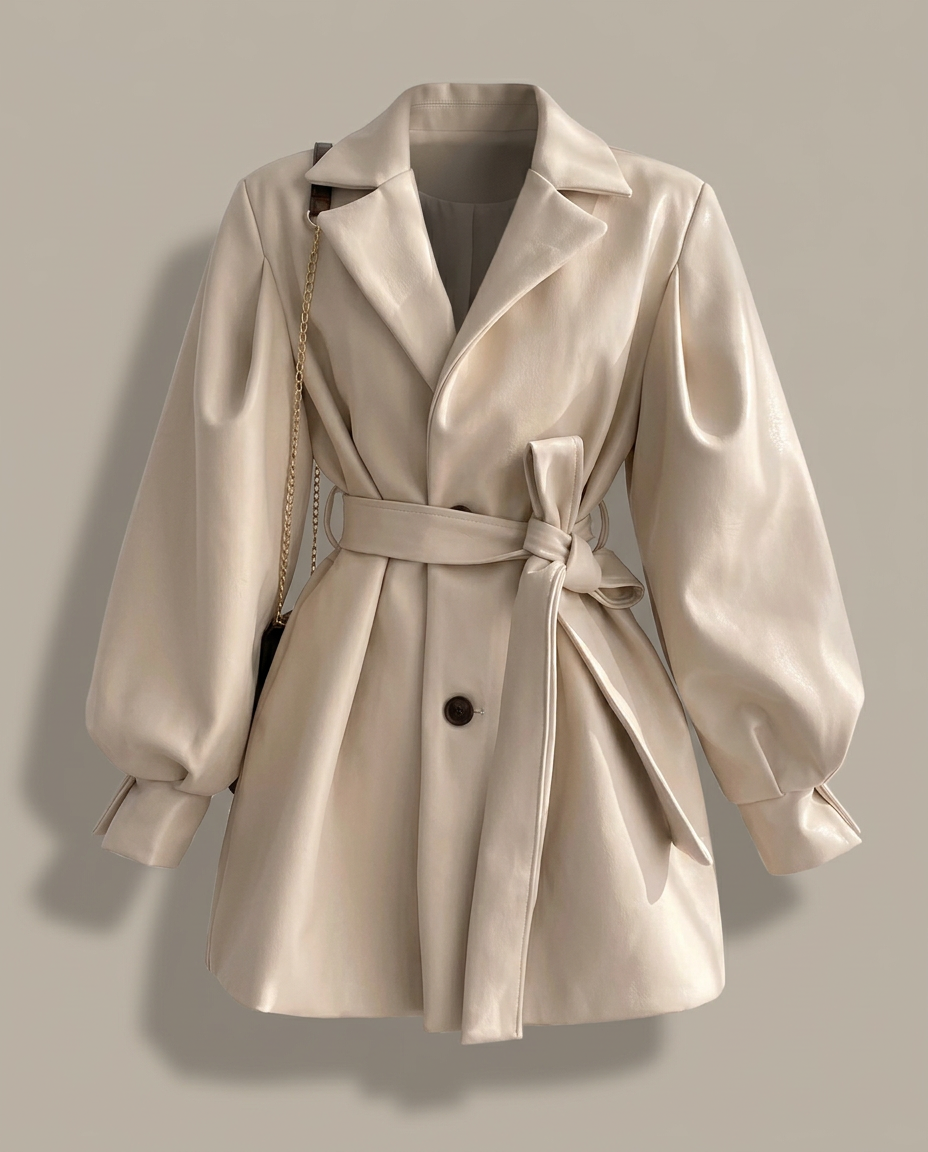 Bella Novelle korte trenchcoat leerlook, productfoto