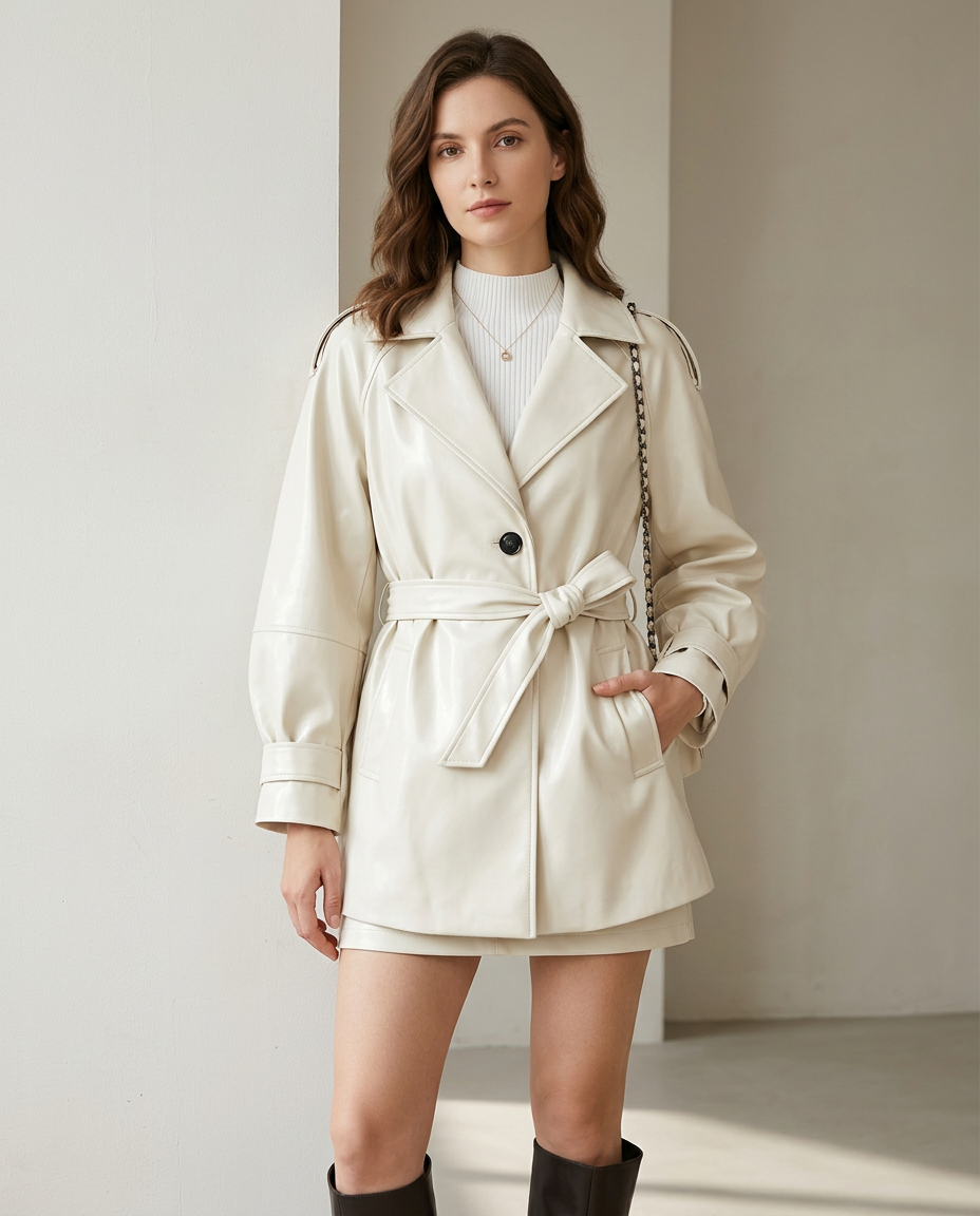 Bella Novelle korte trenchcoat, staand