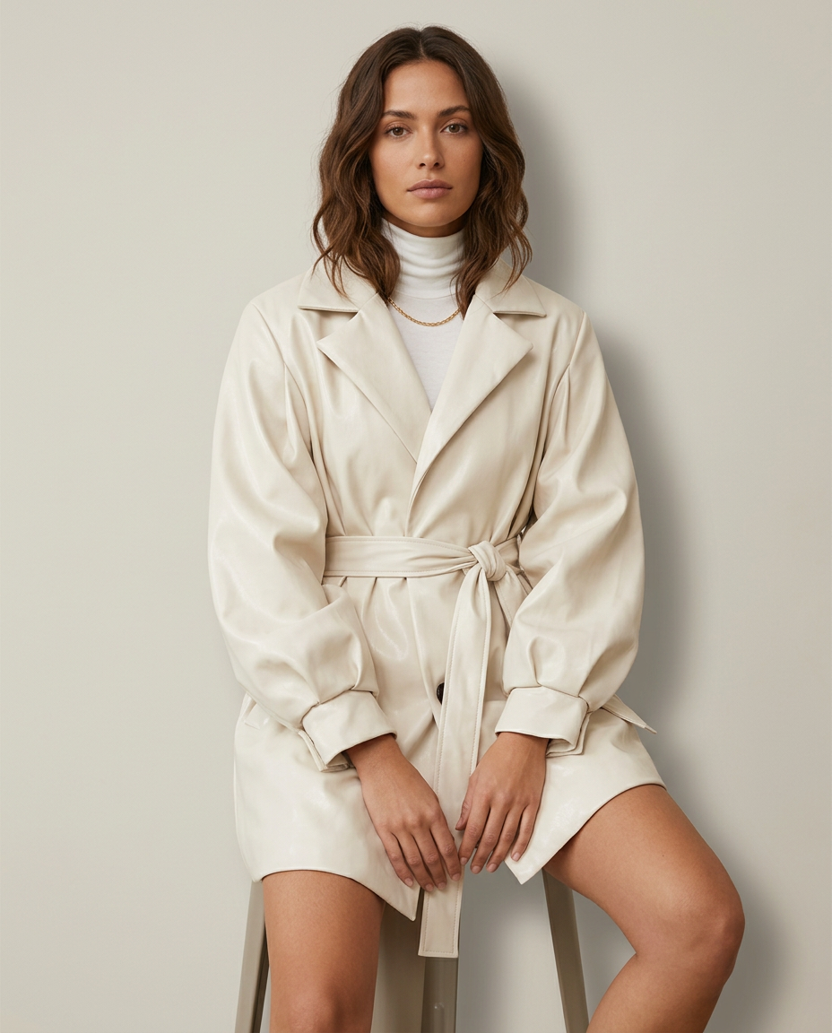 Bella Novelle korte trenchcoat, zittend