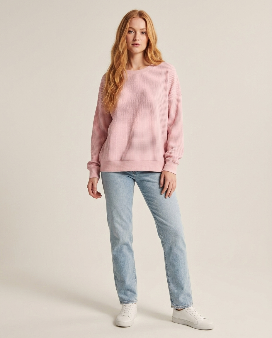 Bella Novelle trui van katoenmix in roze, staande pose