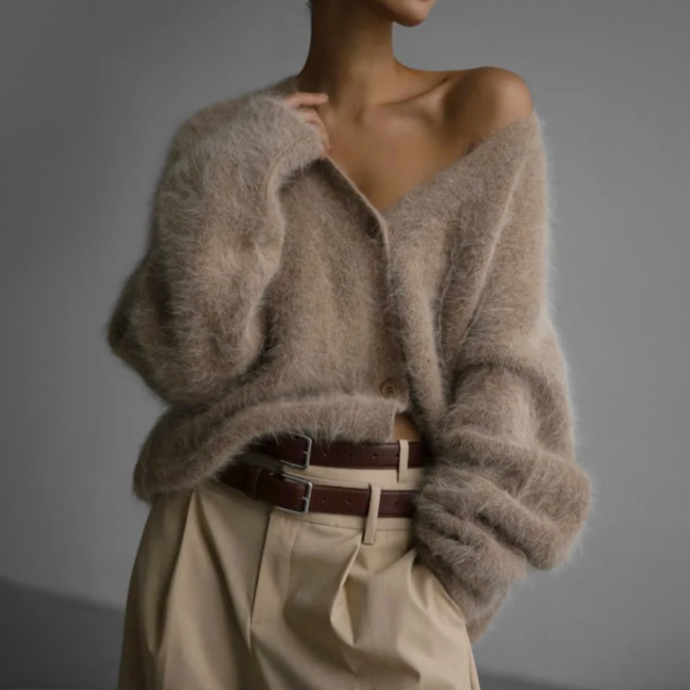Bella Novelle gebreid vest met lange mouwen, productfoto