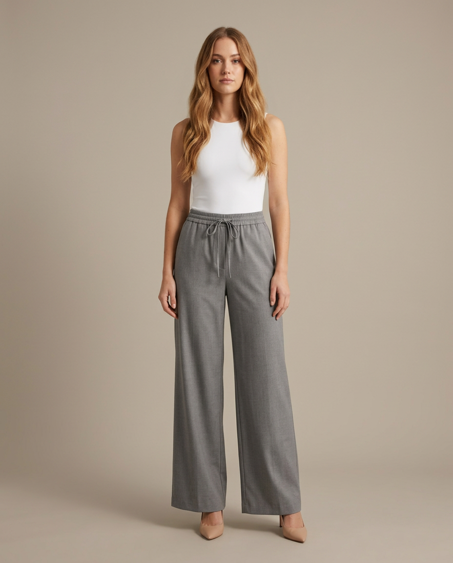 Wijde broek met hoge taille in grijs