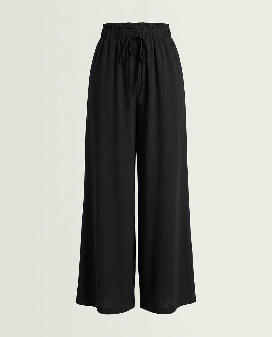 Wijde broek met hoge taille in zwart - productfoto