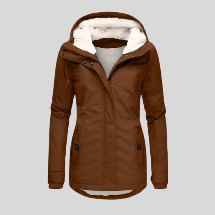 Bella Novelle dameswinterjas met capuchon in marineblauw