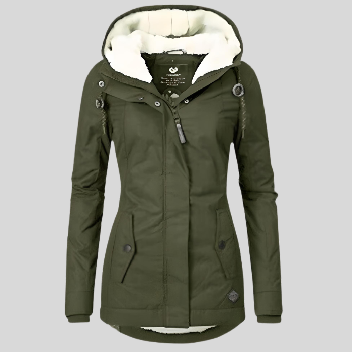 Bella Novelle dameswinterjas met capuchon in groen