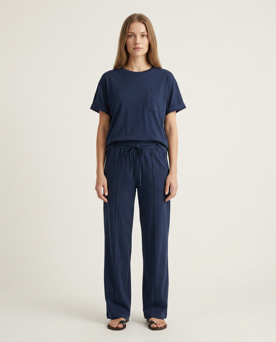 Zachte zomer loungewear set in donkerblauw