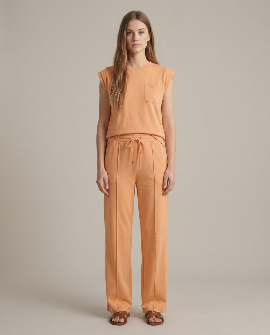Zachte zomer loungewear set in abrikoos