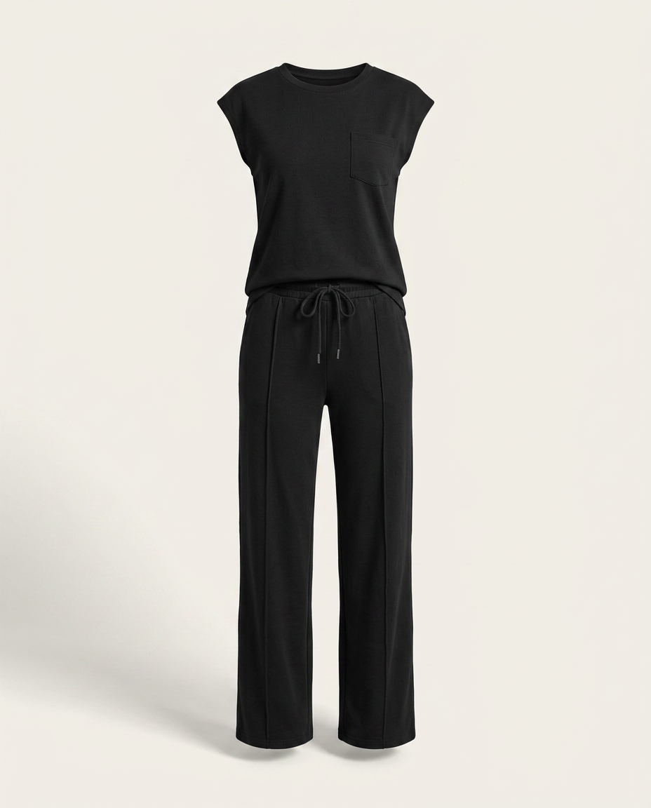 Zachte zomer loungewear set in zwart - productfoto