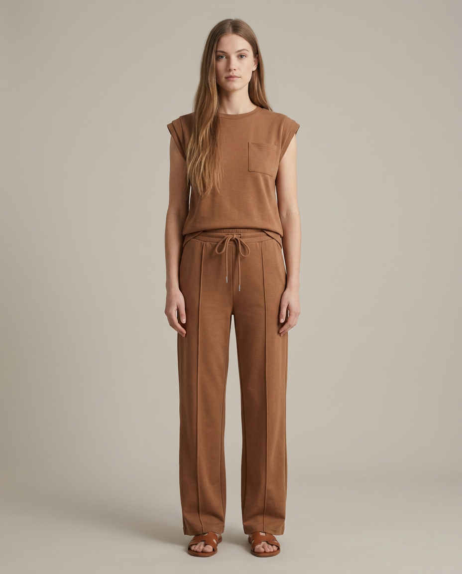 Zachte zomer loungewear set in bruin