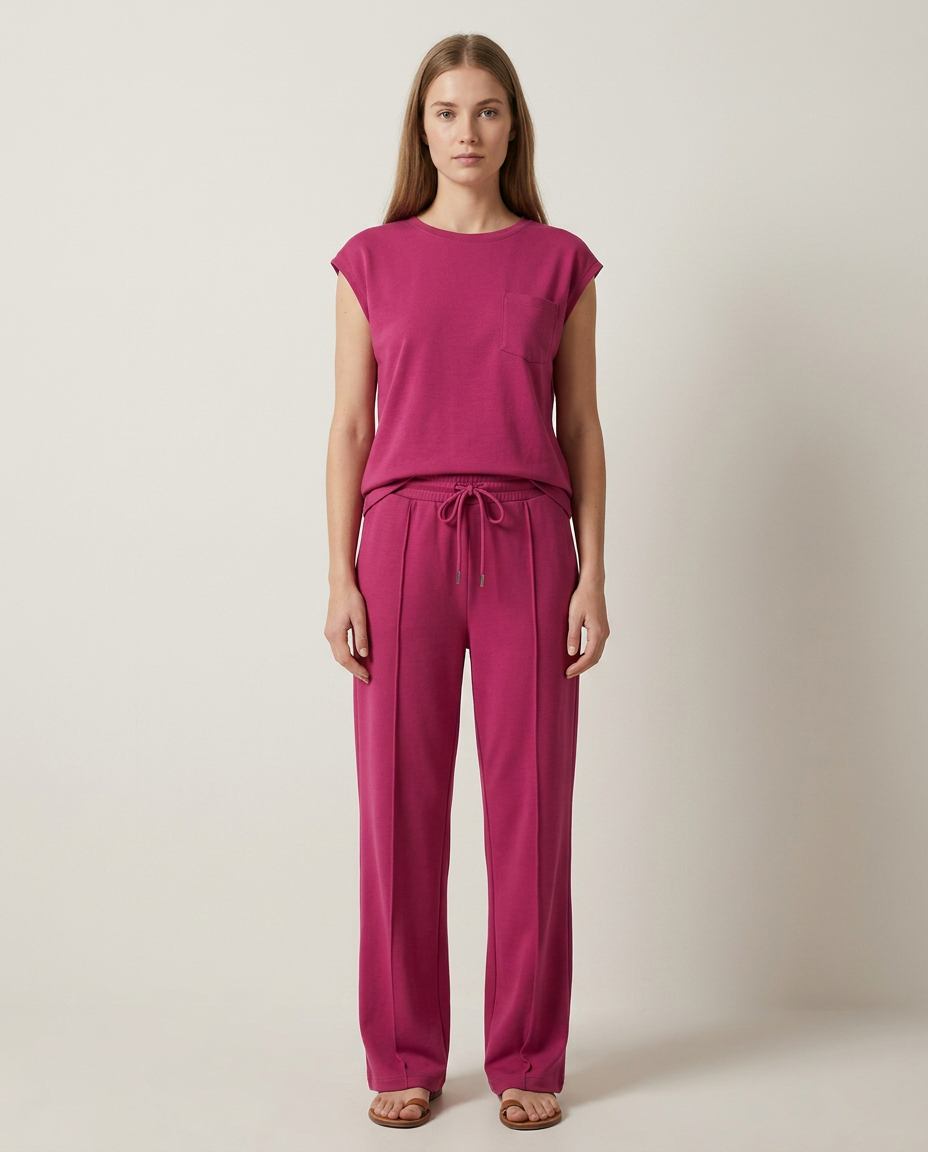 Zachte zomer loungewear set in donkerroze