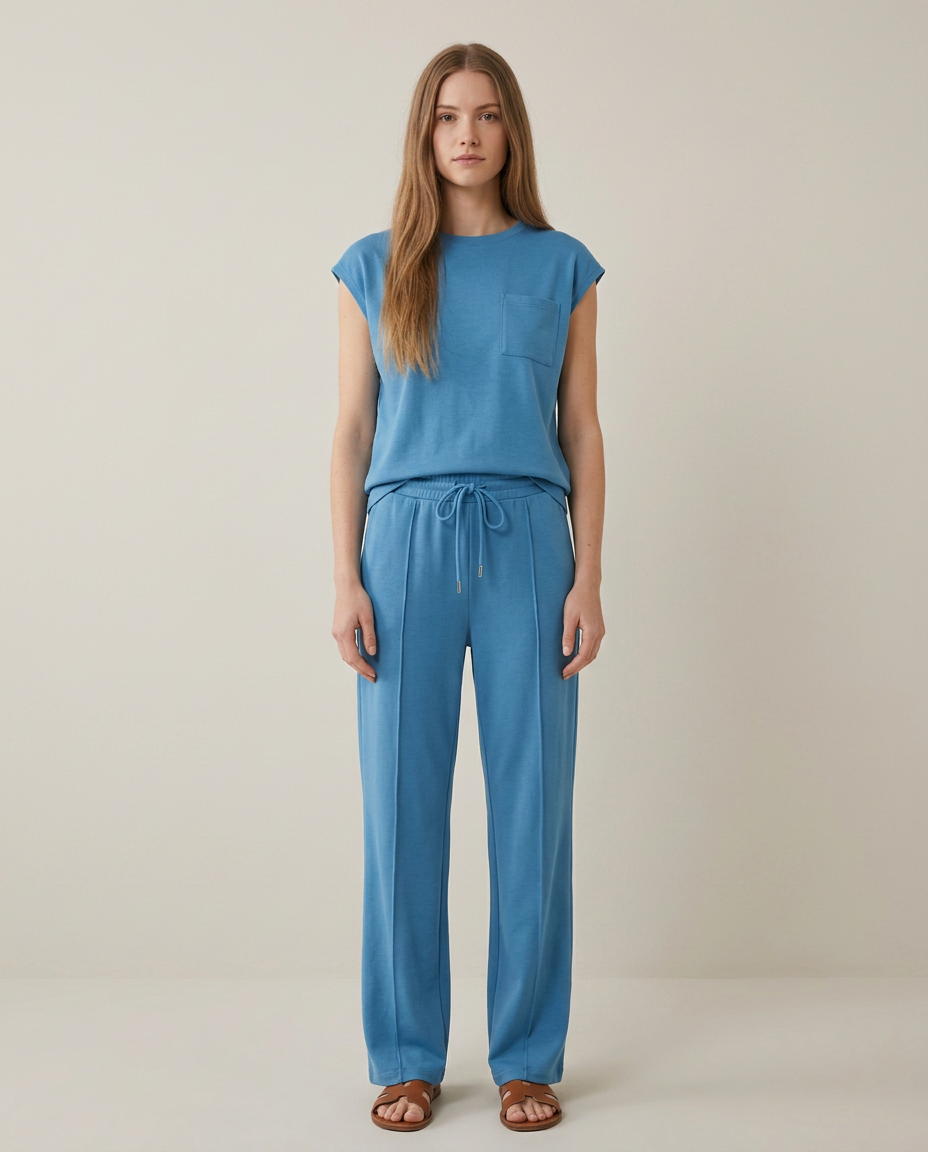 Zachte zomer loungewear set in oceaanblauw